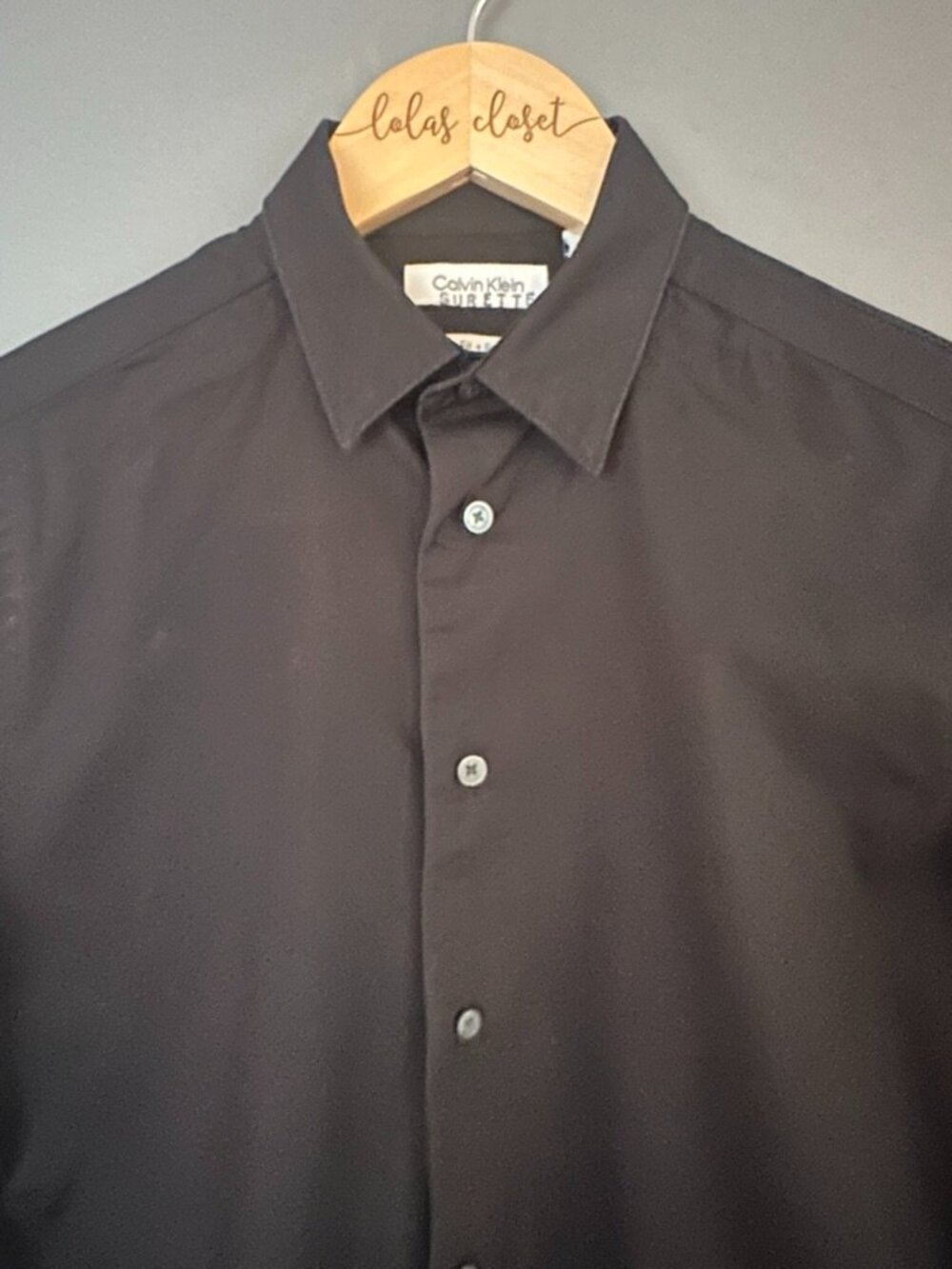 CALVIN KLIEN BOYS BLACK STRETCH BUTTON DOWN SIZE 16